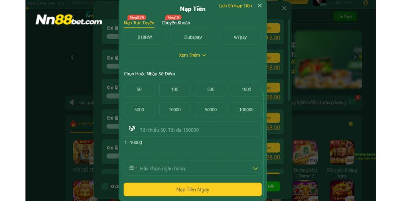 Các phương thức nạp tiền nhanh chóng tại nhà cái Nn88